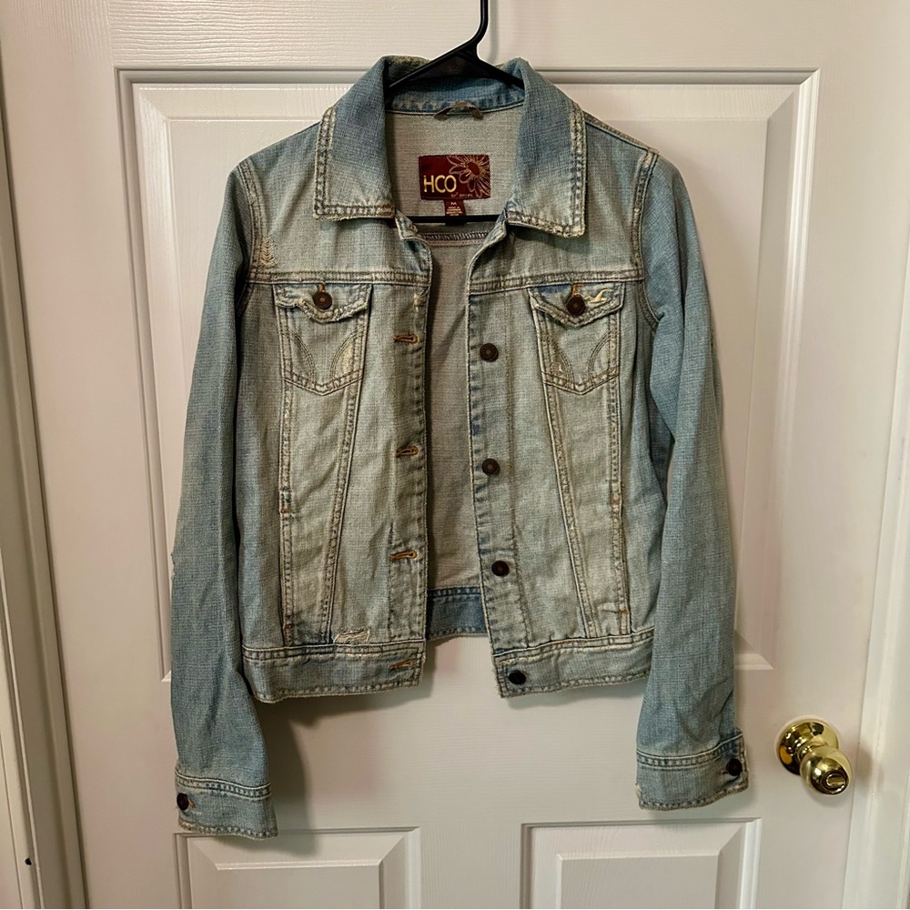 HCO Hollister Vintage Y2K Distressed Denim Jean Jacket M